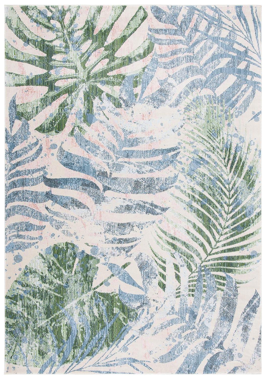 Lillian LLN382 Power Loomed Area Rug - Green/Blue - 5'3"x7'7" - Safavieh.