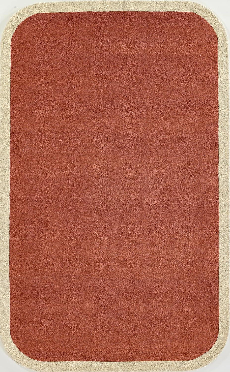 Copper and Cream Hand Tufted Wool Rug, 5' x 8'