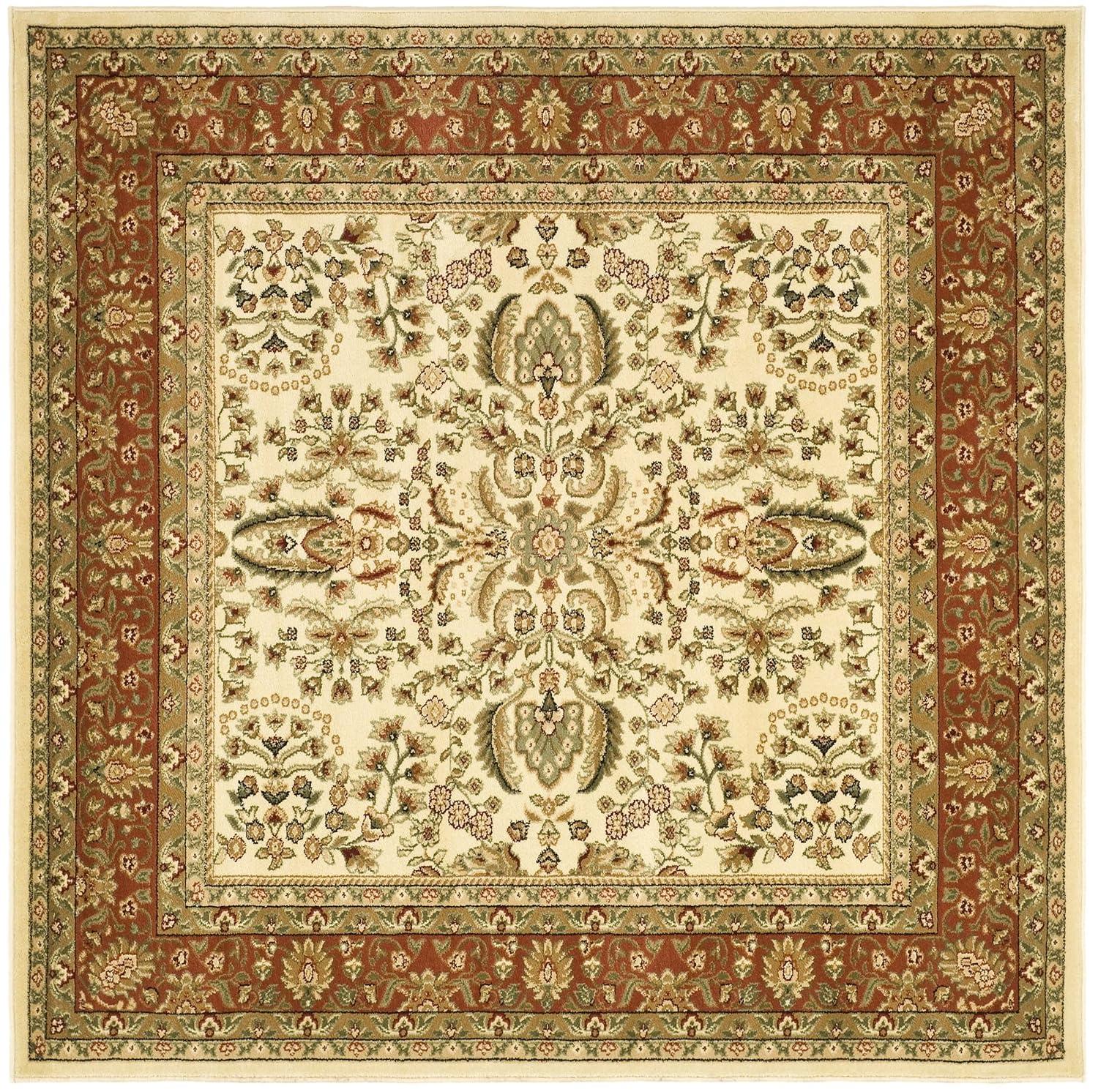 Lyndhurst LNH214 Power Loomed Area Rug - Ivory/Rust - 8'x8' - Safavieh.