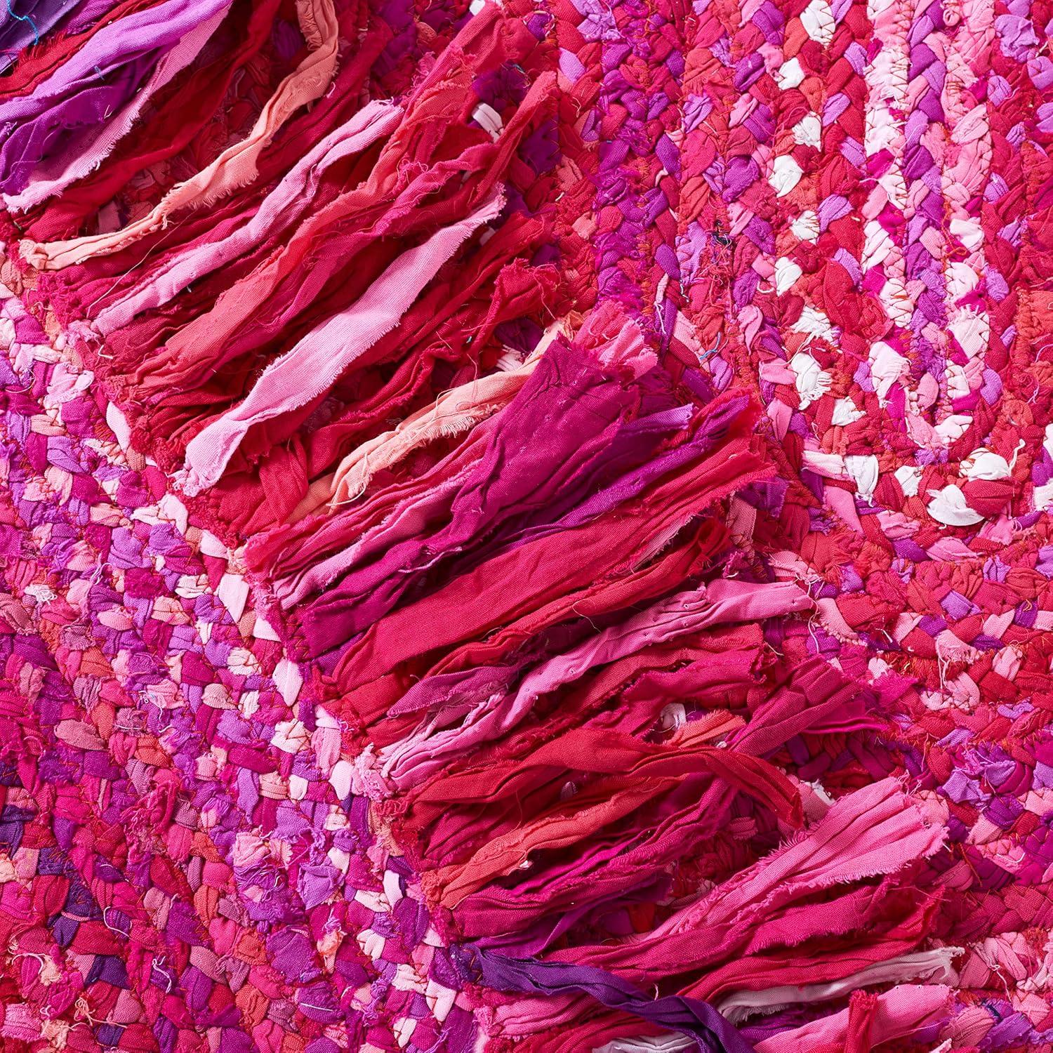 Braided BRD451 Hand Woven Area Rug - Pink/Fuchsia - 3'x5' Oval - Safavieh.