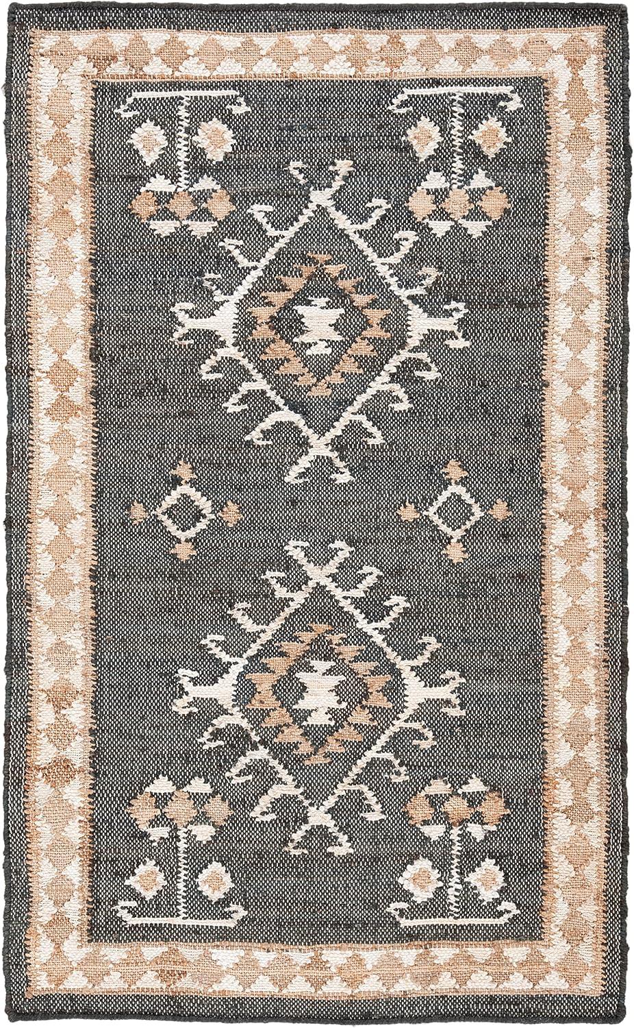 Kilim KLM762 Hand Woven Accent Rug - Black/Ivory - 2'3"x5' - Safavieh.