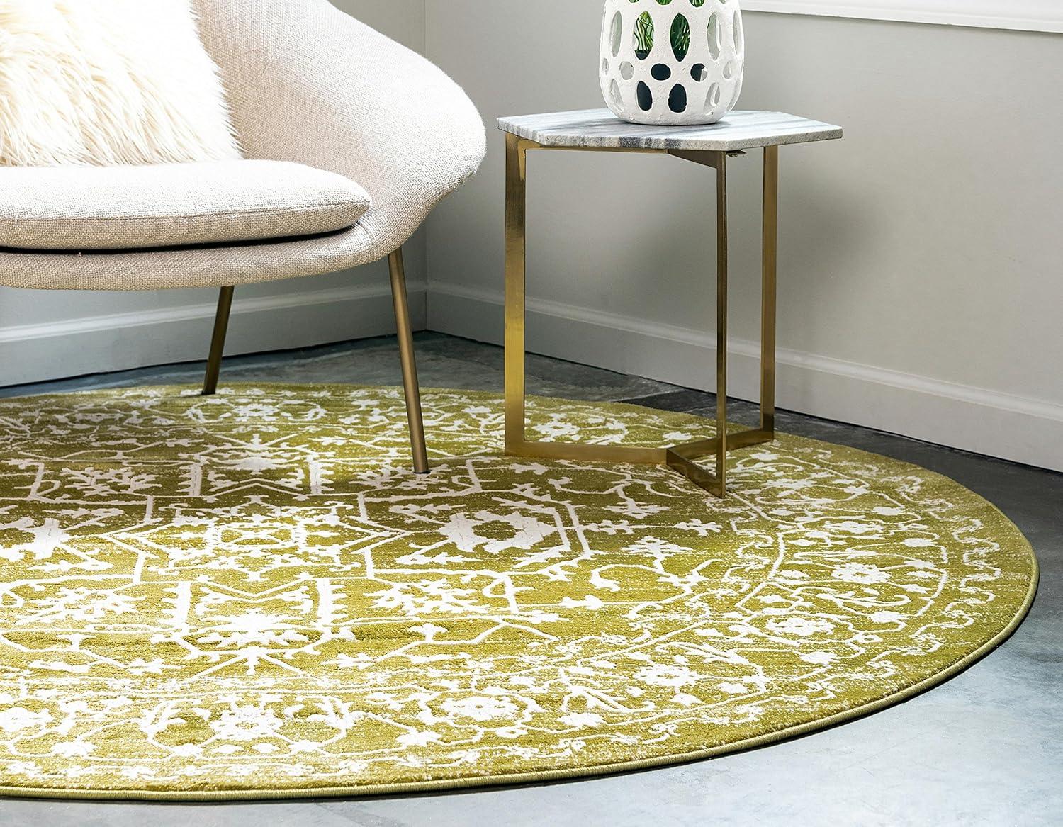 Unique Loom New Classical Collection Area Rug - Olympia (8'  Round Light Green/Ivory)