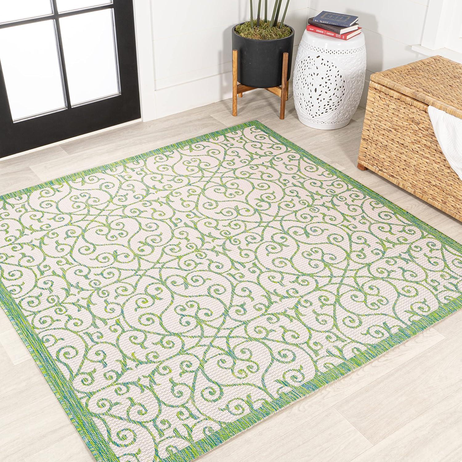 Madrid Vintage Filigree Textured Weave Indoor/Outdoor Area Rug - JONATHAN Y