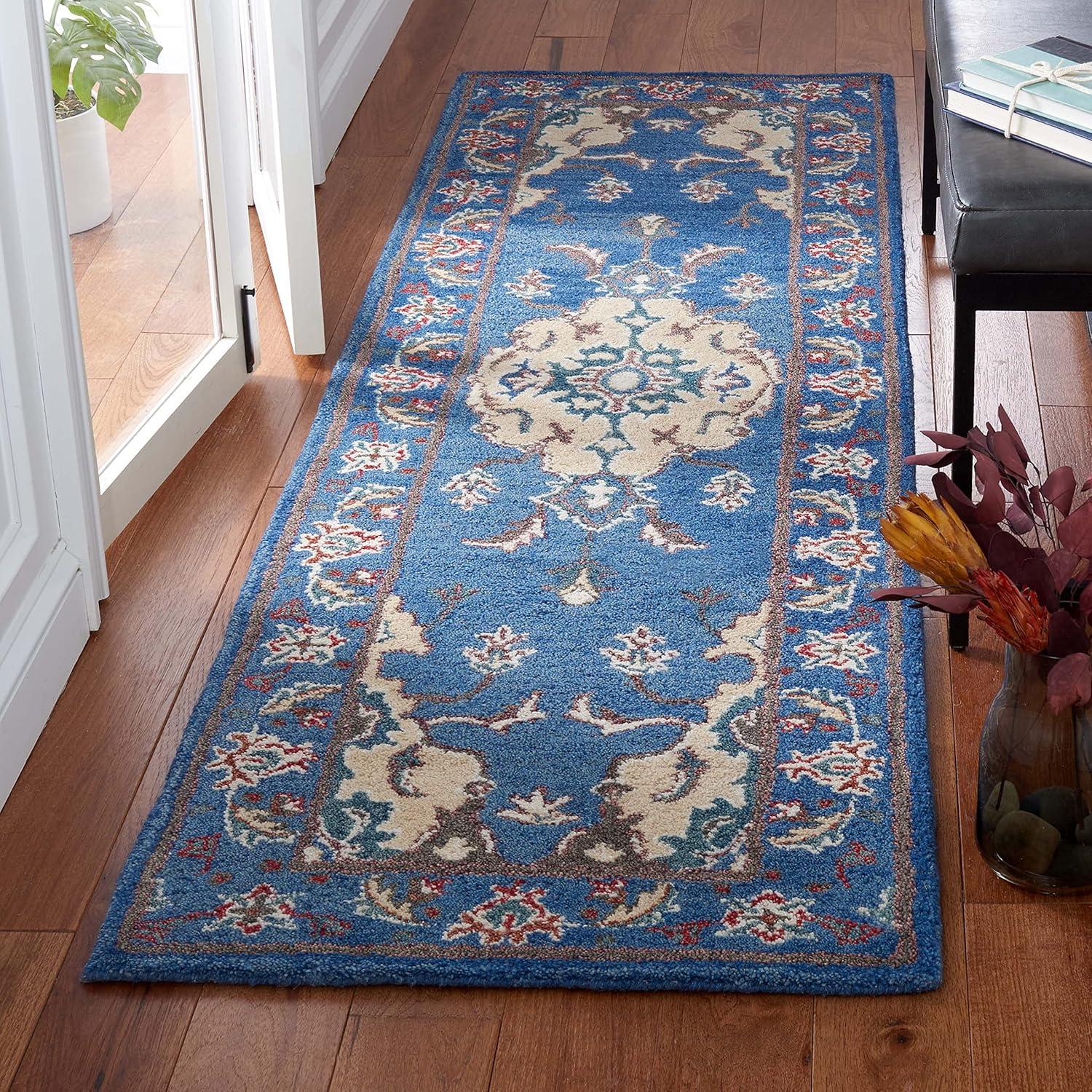 Antiquity AT520 Hand Tufted Runner Rug - Blue/Ivory - 2'3"x8' - Safavieh.
