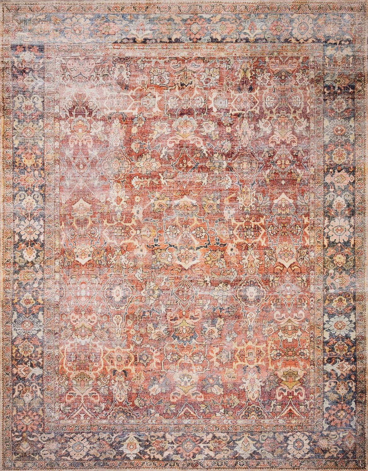 Loloi II Layla Printed Oriental Distressed Spice / Marine Area Rug