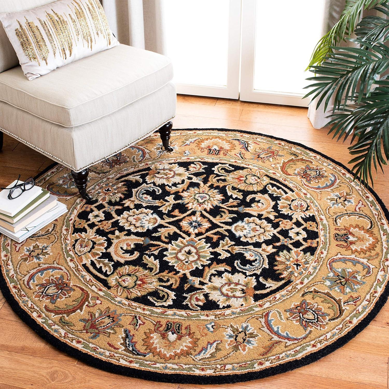 SAFAVIEH Classic Gloria Traditional Wool Area Rug, Black/Gold, 2'3" x 4'