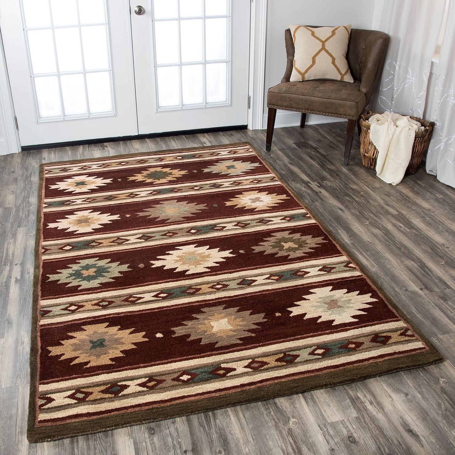 Rizzy Rugs Southwest Area Rug SU2012 Burgundy Banded Lines 5' x 8' Rectangle