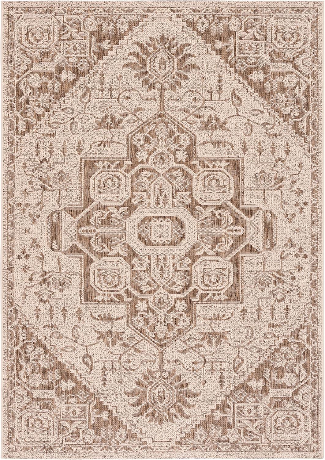 SAFAVIEH Beach House Jose Geometric Indoor/Outdoor Area Rug Beige/Cream, 4' x 6'