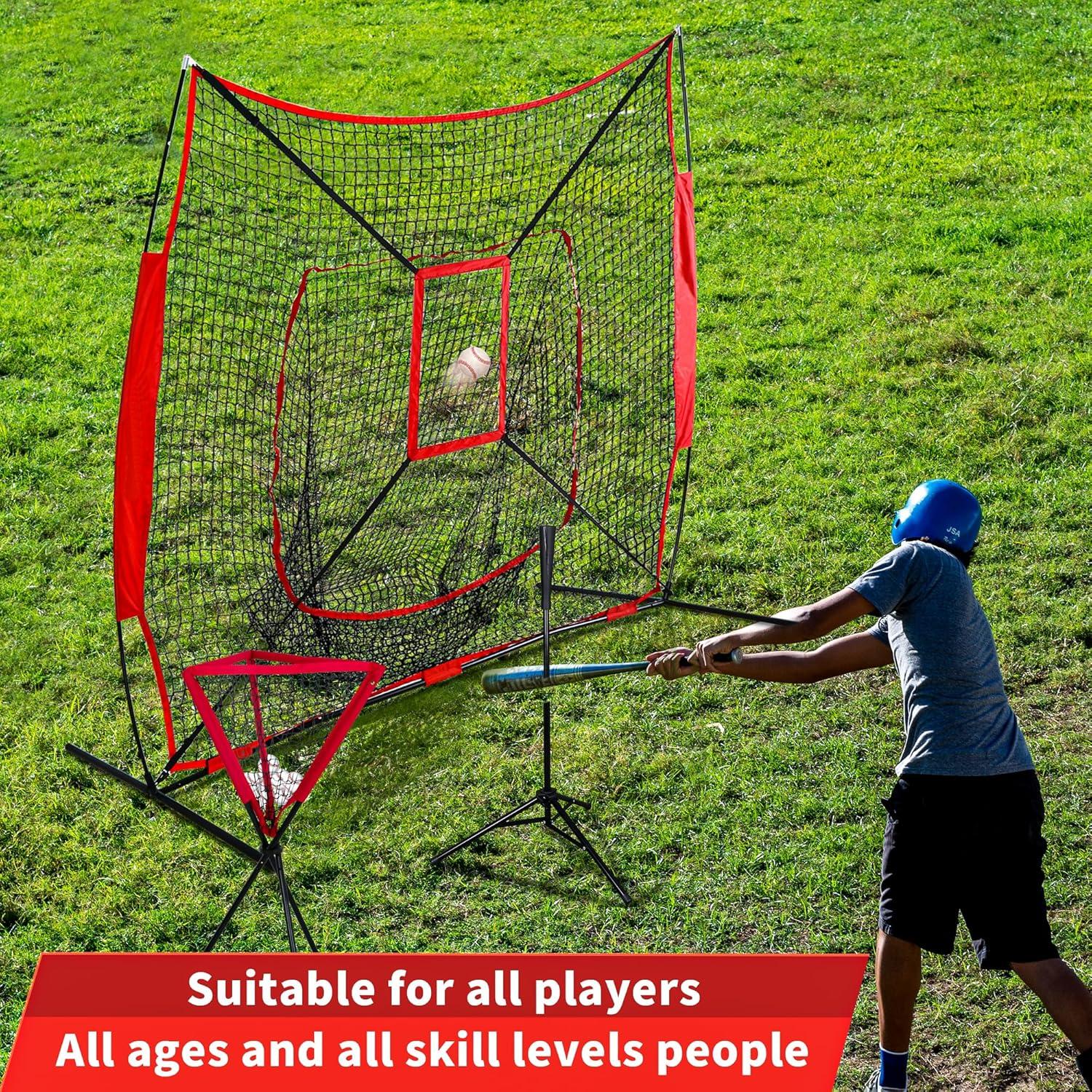 Zeny 7' x 7' Baseball Softball Practice Net Hitting Pitching Training Net w/Strike Zone,Bow Frame & Carry Bag