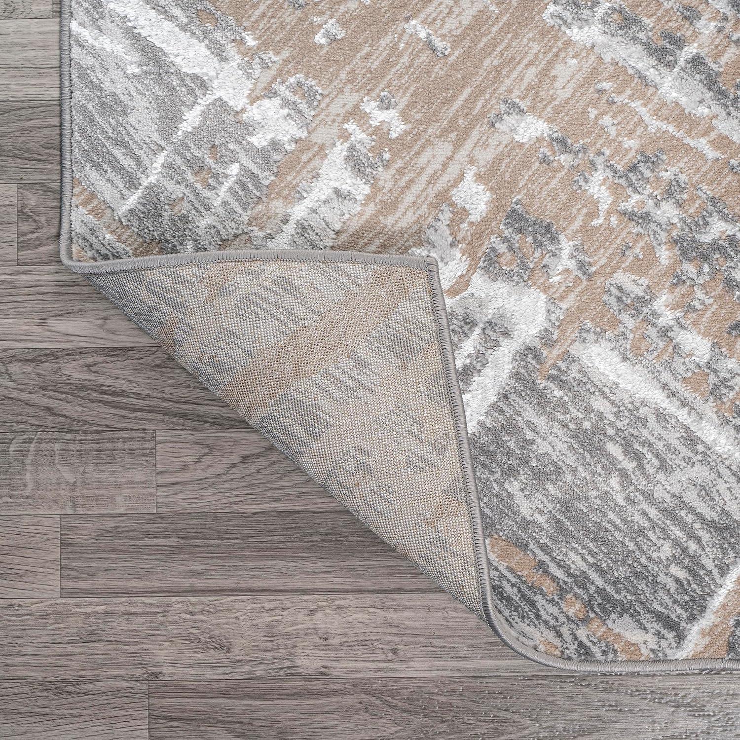 JONATHAN Y Slant Modern Abstract Beige/Gray 4 ft. x 6 ft. Area Rug