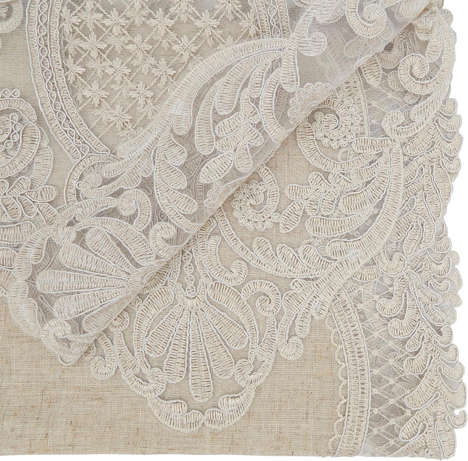 Saro Lifestyle Timeless Beauty Embroidered Lace Table Runner