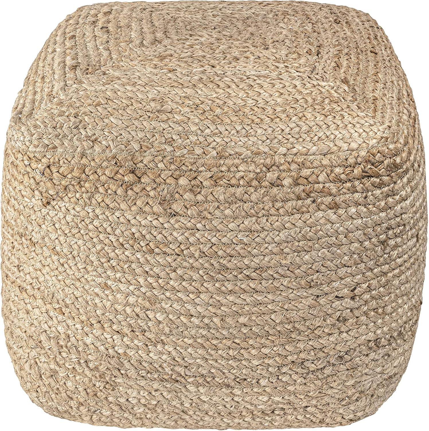 Natural Jute Braided 18" Pouf Ottoman