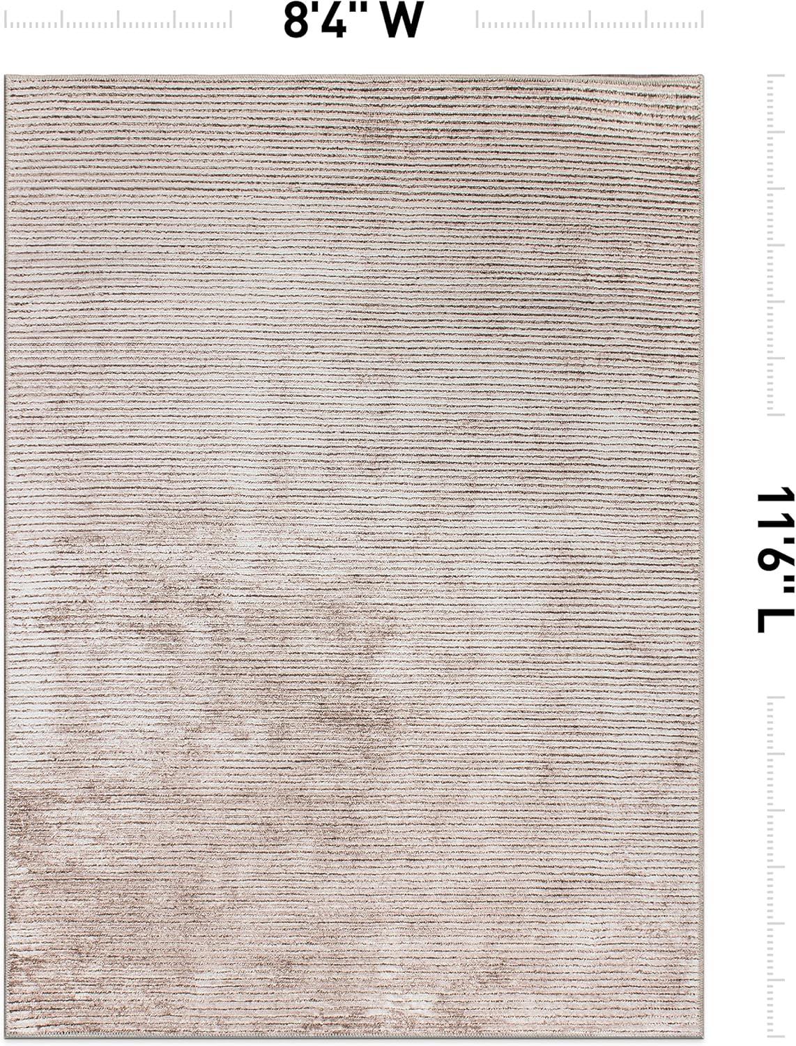 World Rug Gallery Contemporary Distressed Stripe Machine Washable Area Rug