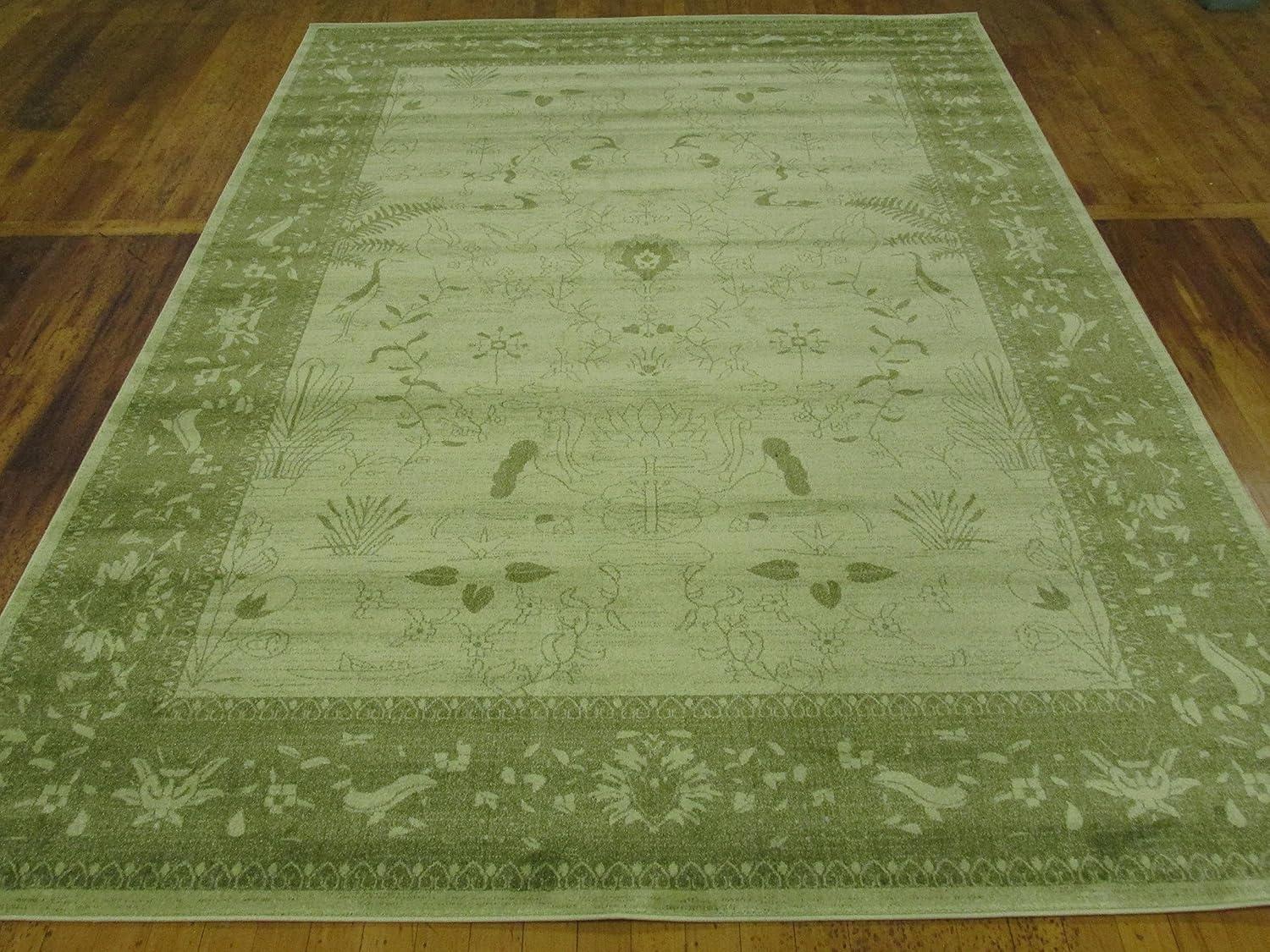 Unique Loom La Jolla Collection Area Rug - Floral (9' x 12' Rectangle Light Green/Green)