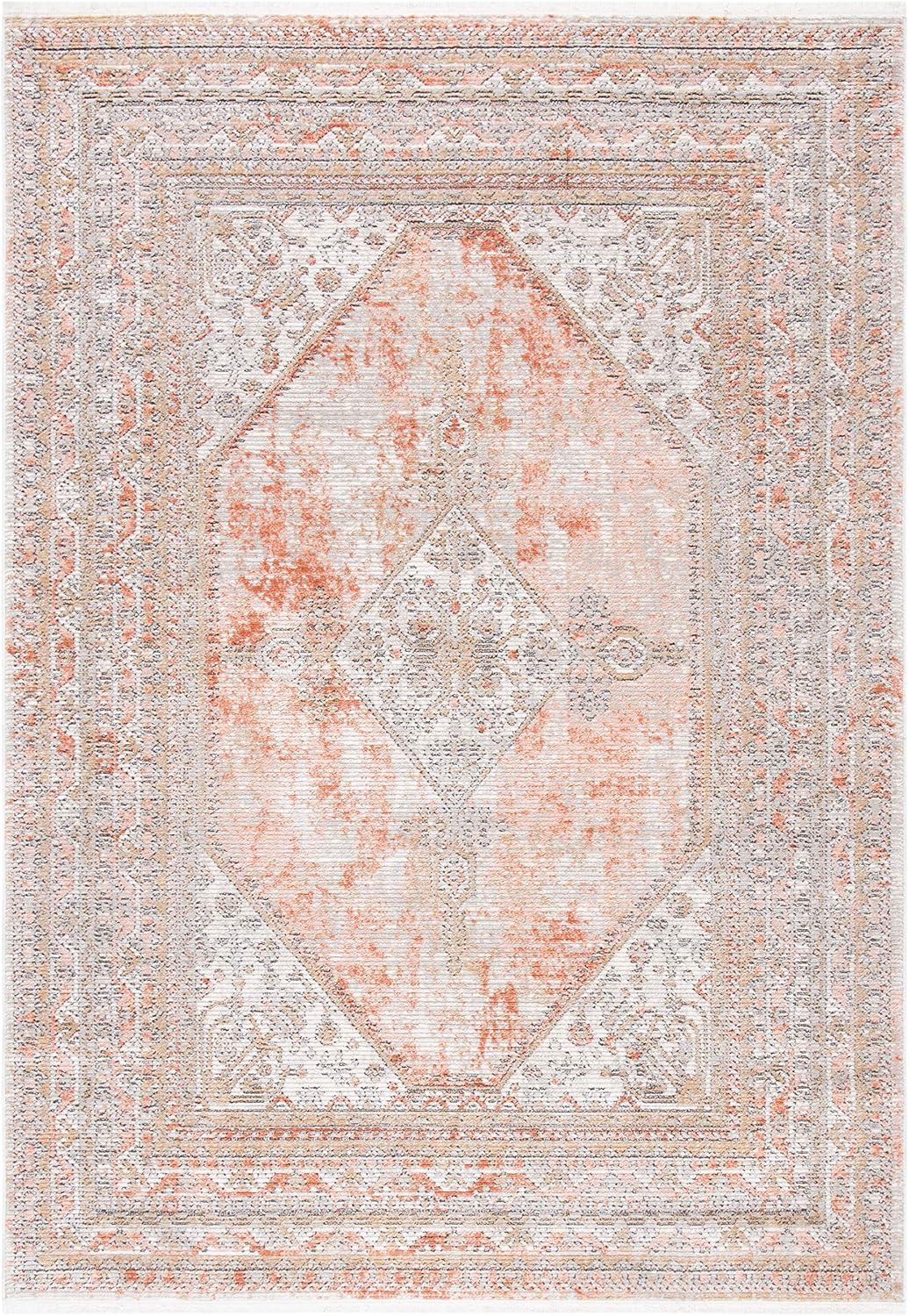 Shivan SHV725 Power Loomed Indoor Area Rug - Rose/Grey - 5'3"x7'6" - Safavieh