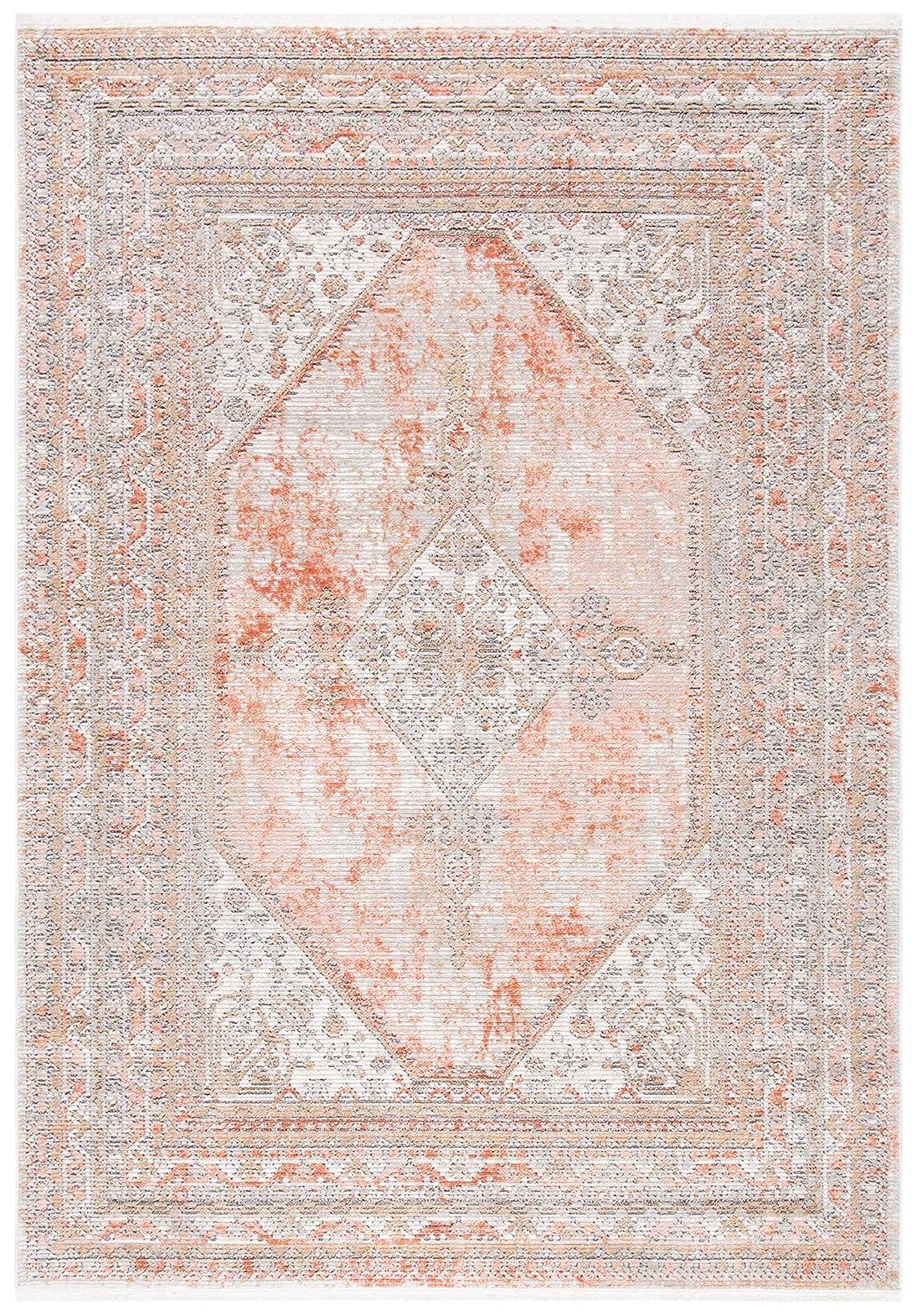 Shivan SHV725 Power Loomed Indoor Area Rug - Rose/Grey - 5'3"x7'6" - Safavieh