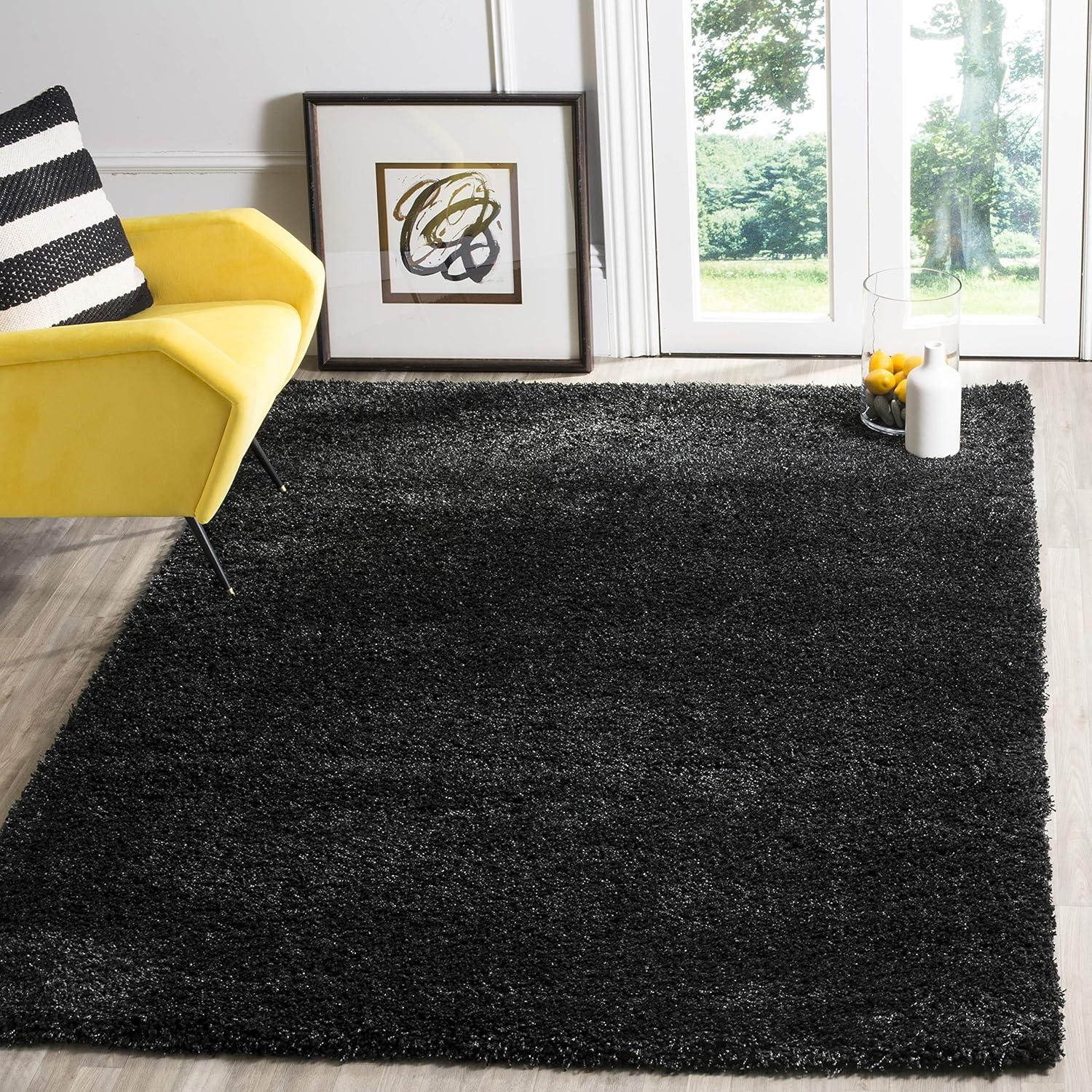 Shag SG151 Power Loomed Indoor Accent Rug - Black/Ivory - 3'x5' - Safavieh.