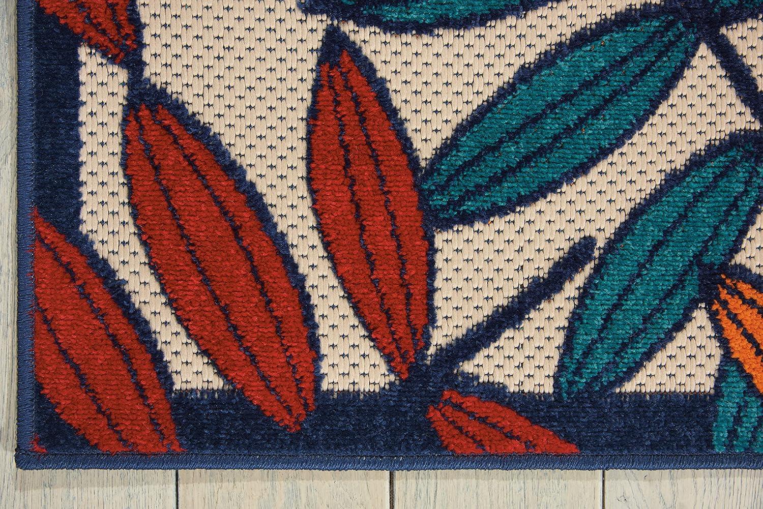 Nourison Aloha Floral Leaf Flatweave High-Low Indoor Outdoor Area Rug Multicolor 5'3" x 7'5"