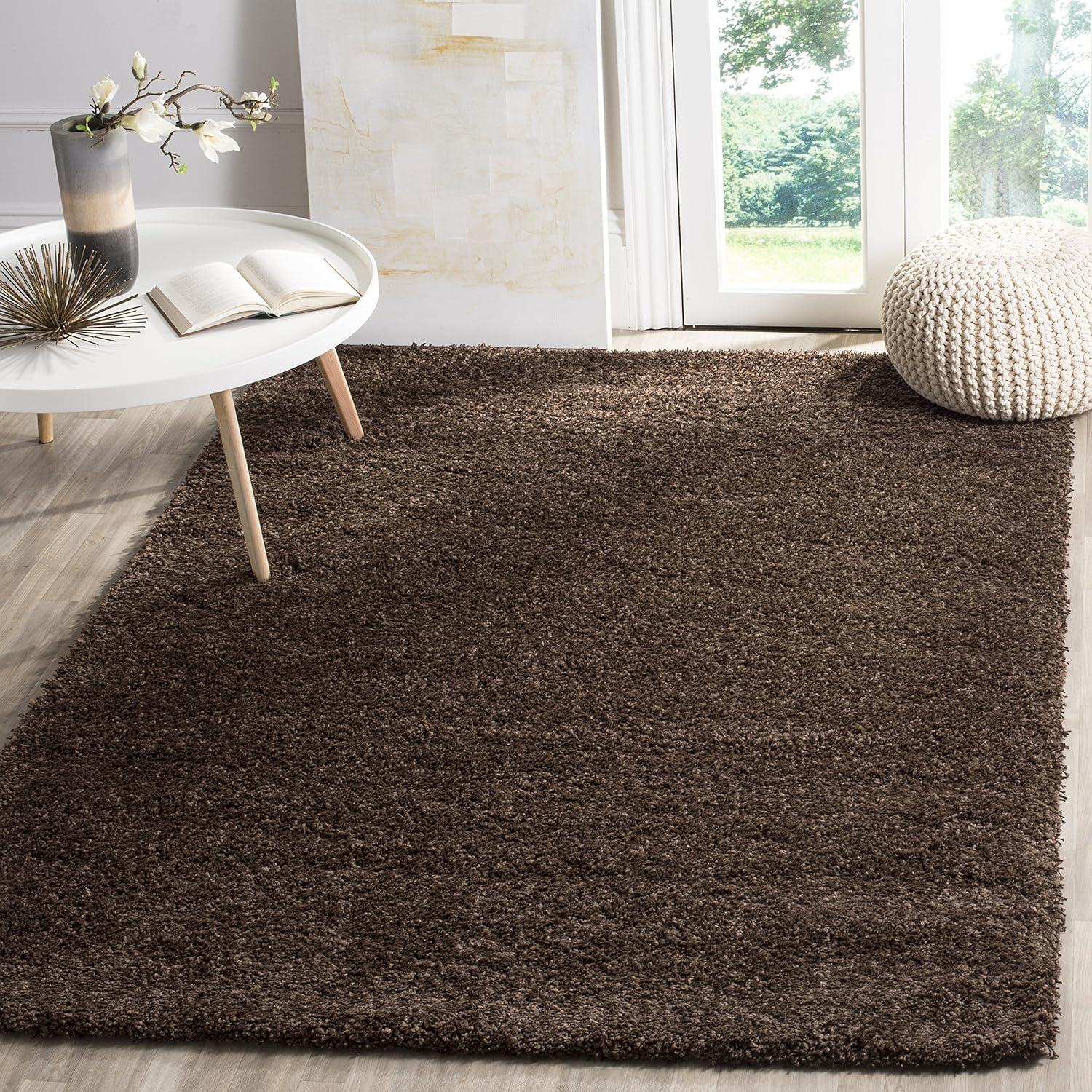California Shag SG151 Power Loomed Indoor Accent Rug - Brown - 4'x6' - Safavieh