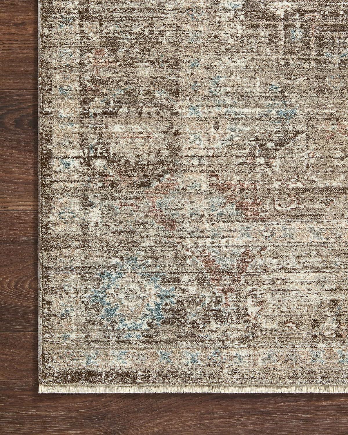 Charcoal & Dove Floral Synthetic Rectangular Area Rug