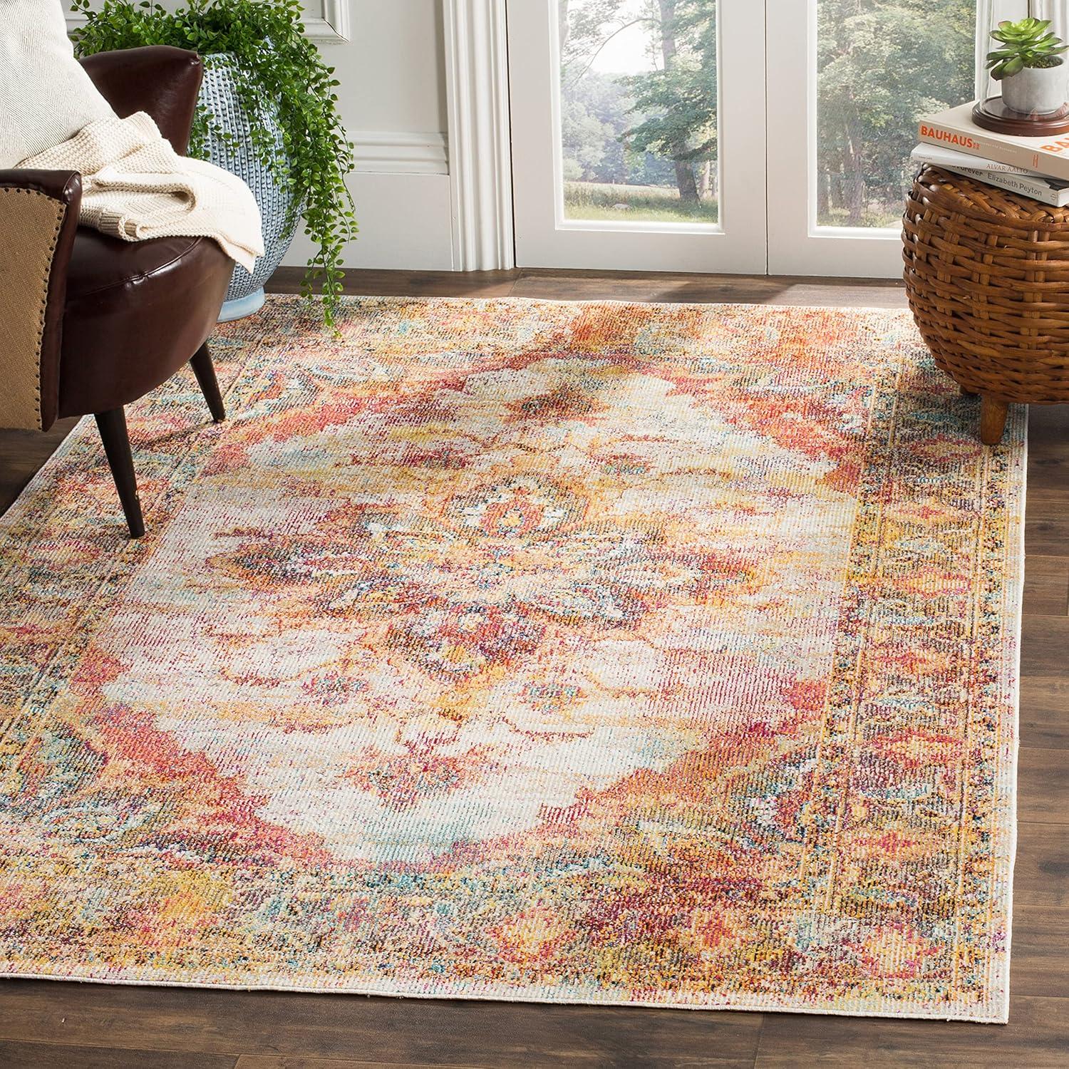 Crystal CRS508 Power Loomed Area Rug - Cream/Rose - 3'x5' - Safavieh.