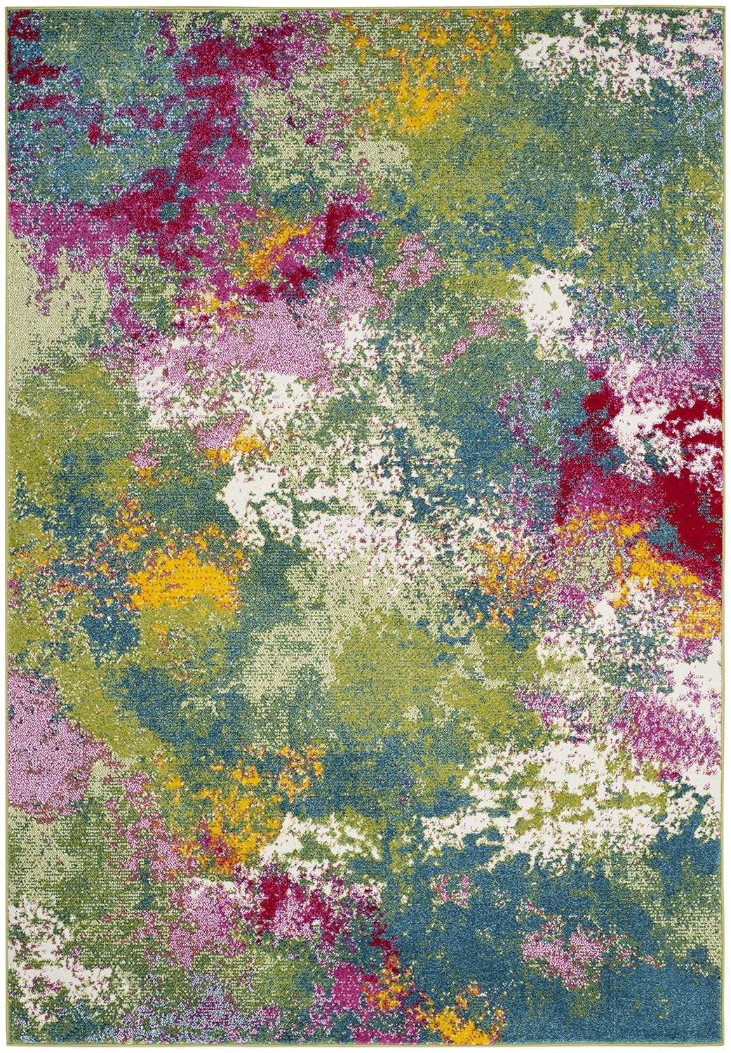 Watercolor WTC697 Power Loomed Indoor Area Rug - Green/Fuchsia - 4'x6' - Safavieh