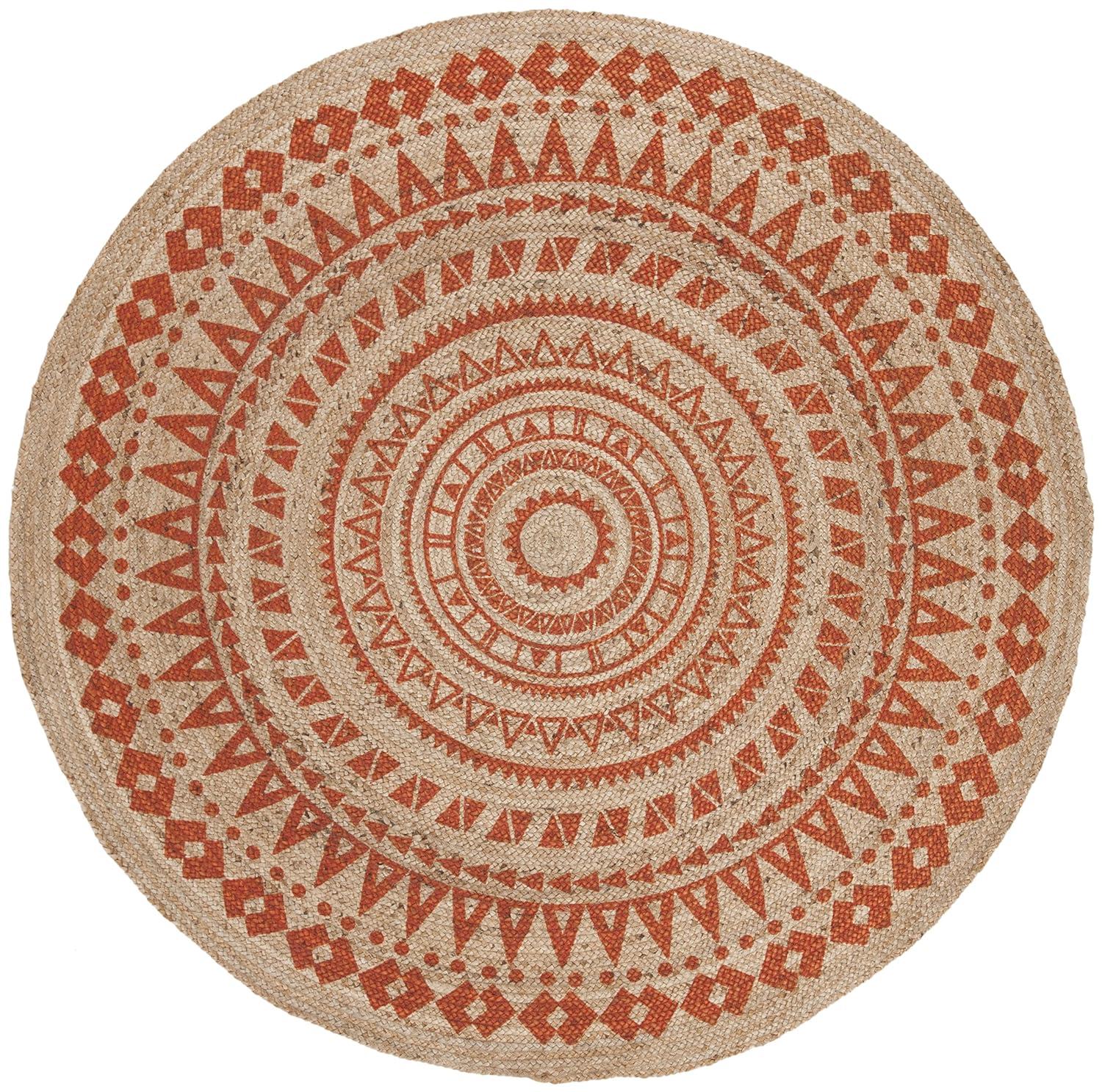 Natural Fiber NF802 Hand Woven Indoor Area Rug - Aqua/Natural - 6' Round - Safavieh