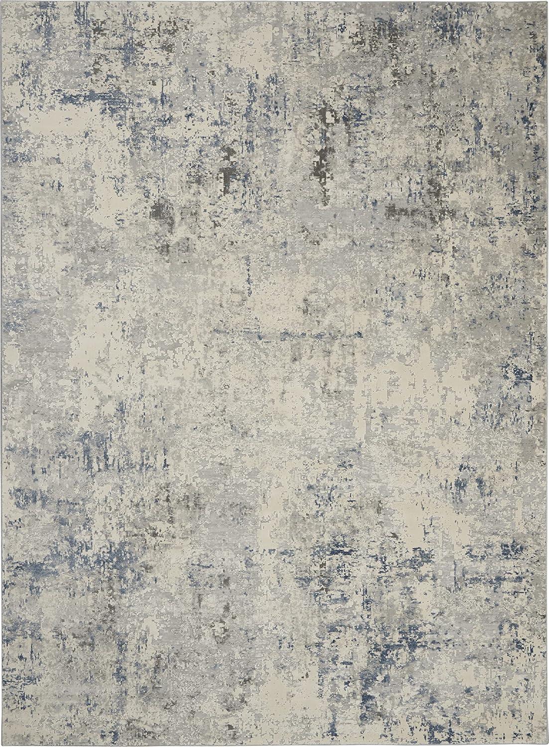 Modern Chic Abstract Gray Ivory Synthetic 7'10" x 10'6" Area Rug