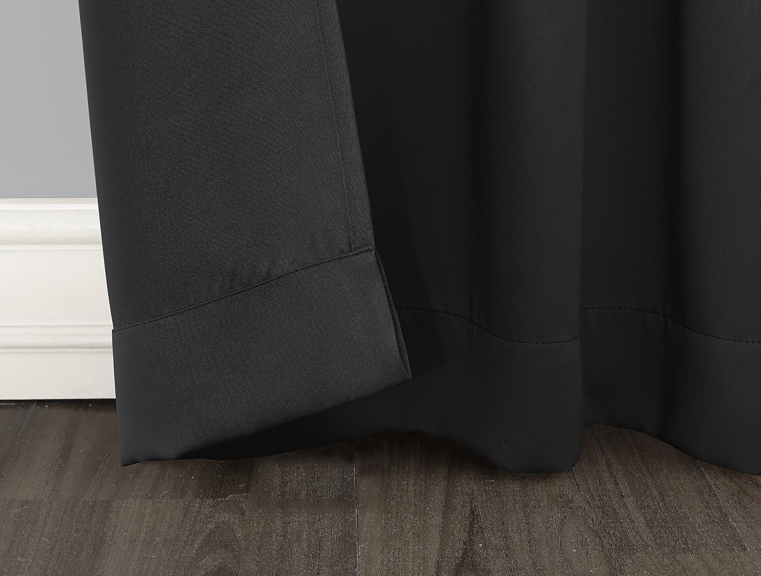 40"x63" Sun Zero Blackout Kenneth Energy Saving Rod Pocket Curtain Panel Black: Noise Reduction, Energy Efficient