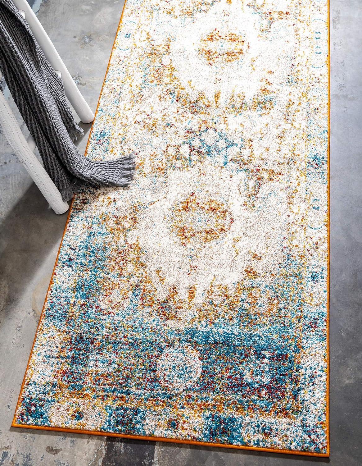 Unique Loom Rosso Collection Area Rug - Bellini (2' 7" x 10' Runner Beige/Blue)
