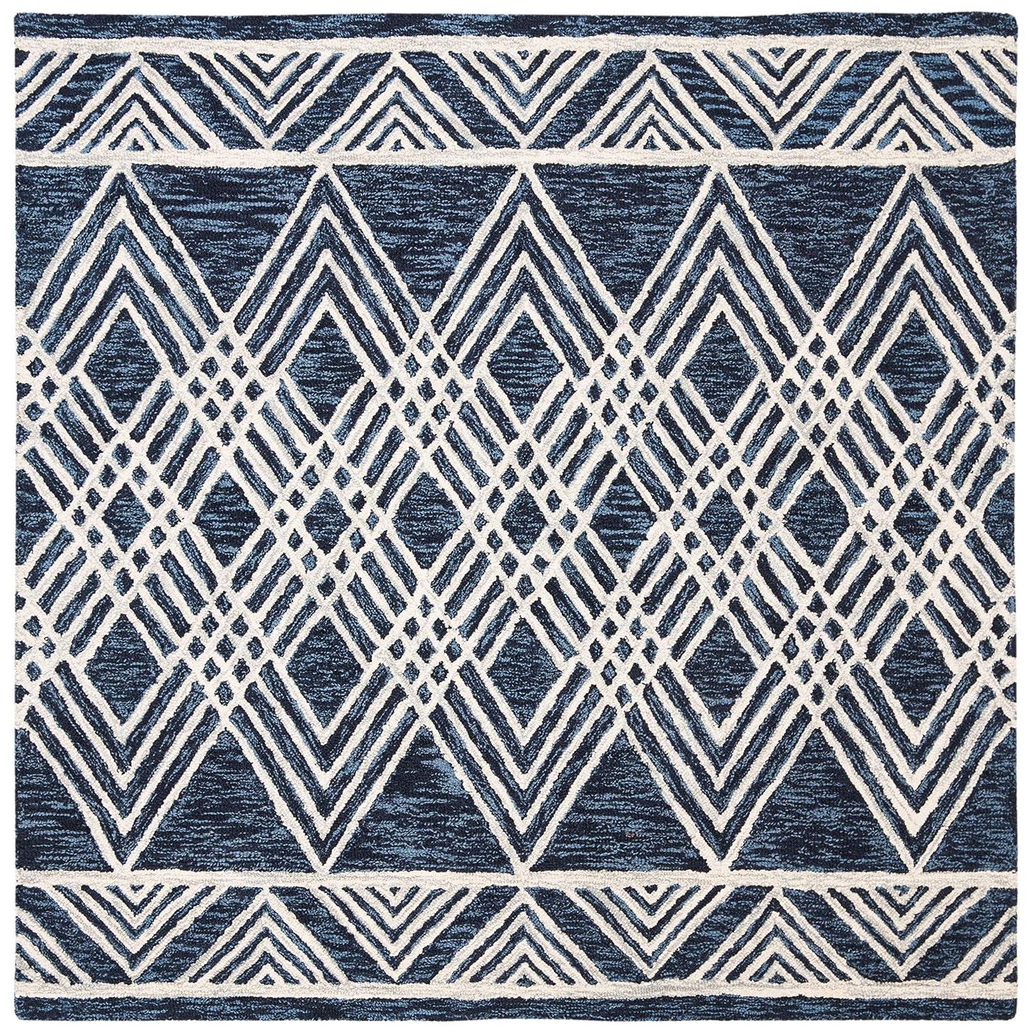 Micro-Loop MLP155 Hand Tufted Area Rug - Navy/Ivory - 5'x5' - Safavieh.