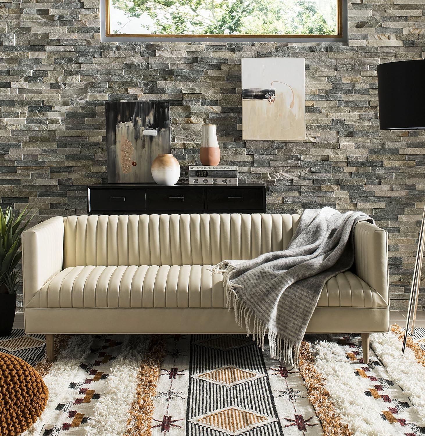 Kenya KNY904 Hand Knotted Area Rug - Ivory/Black-Orange - 6'x9' - Safavieh