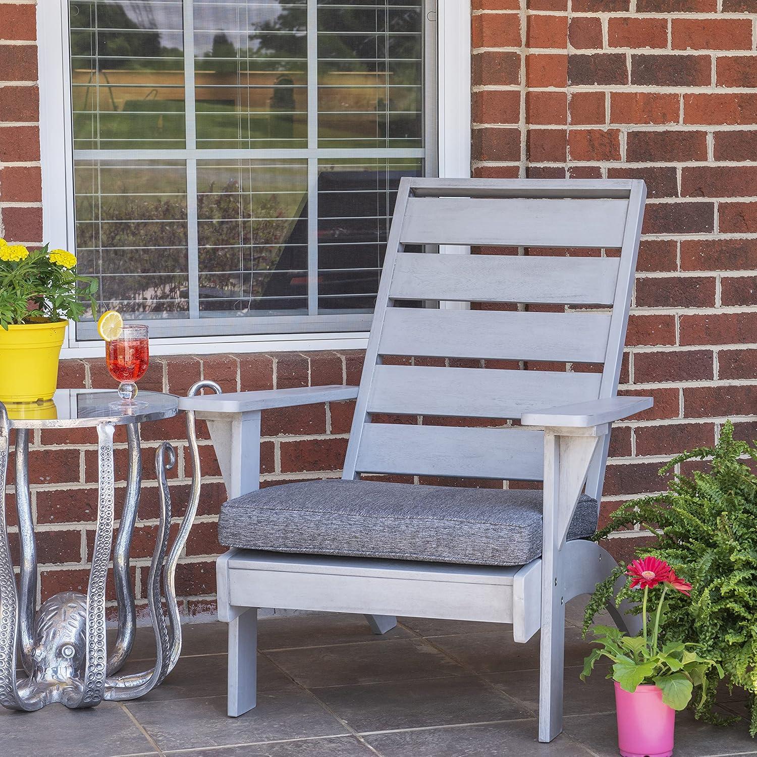 Rockport Outdoor Acacia Wood Chair with Cushion Gray - Linon