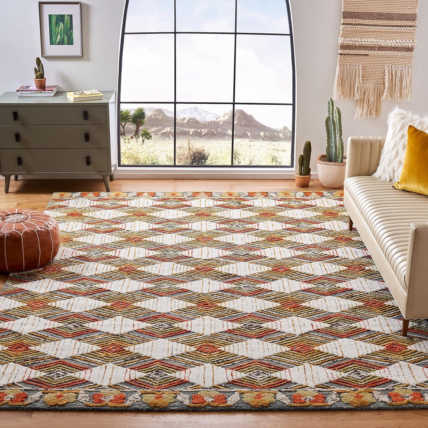 Trace TRC522 Hand Tufted Accent Rug - Ivory/Light Blue - 2'x3' - Safavieh.