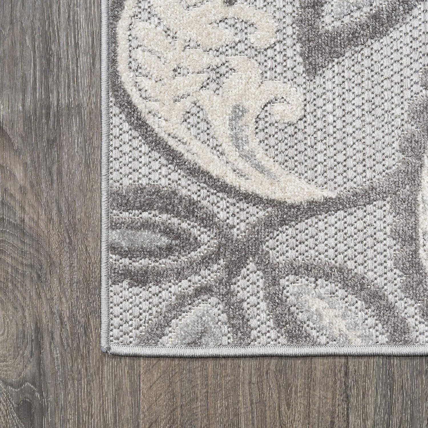 4'x6' Julien Paisley High-Low Indoor/Outdoor Area Rug, Light Gray - JONATHAN Y