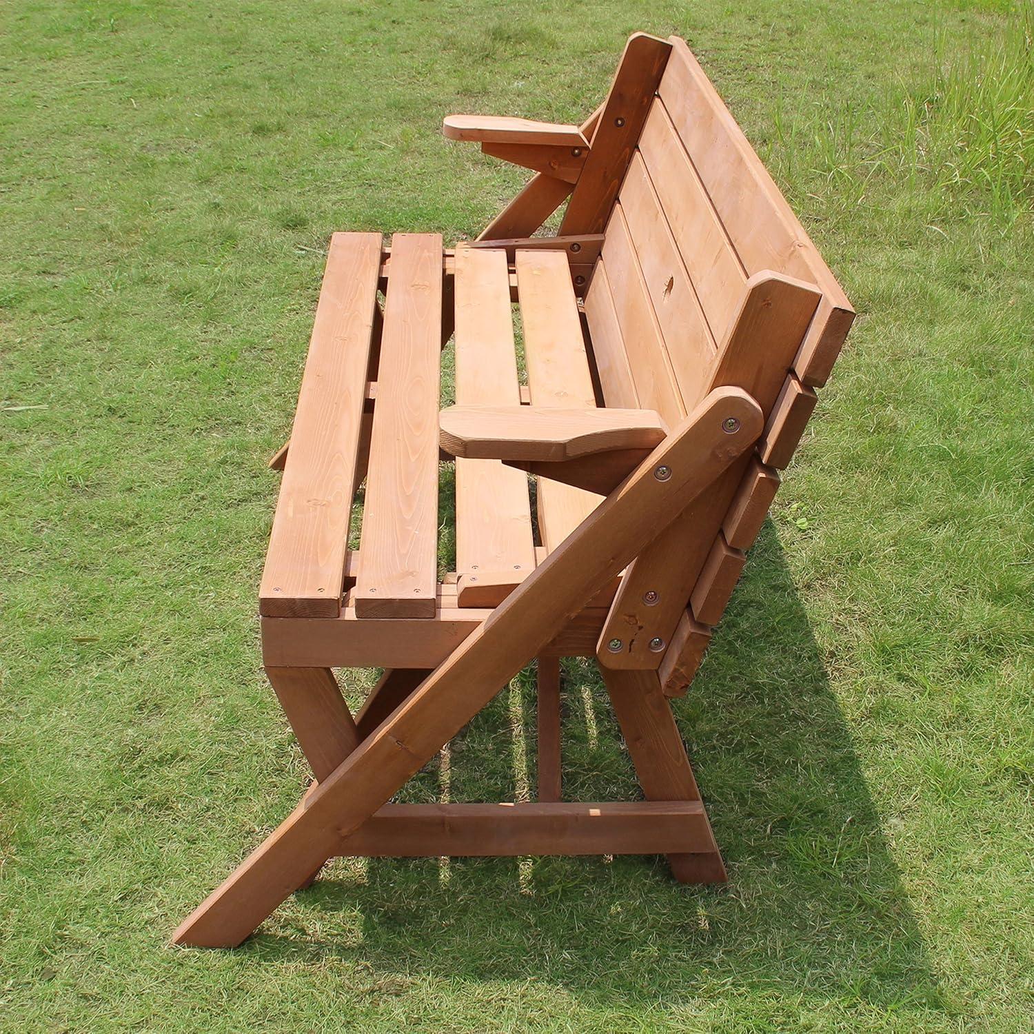 Convertible Natural Fir and Hardwood Picnic Table Bench