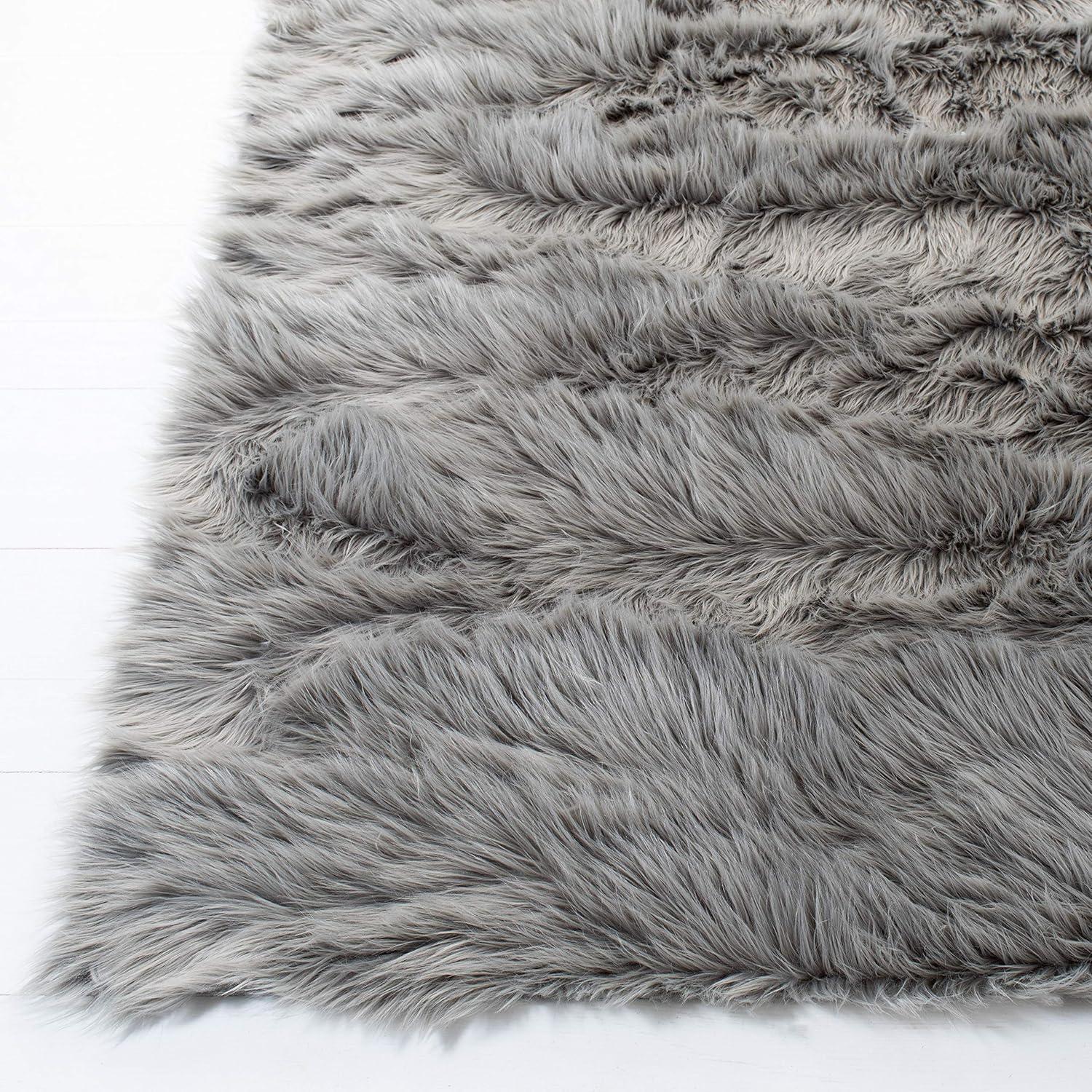 Gray Faux Sheepskin 6' x 9' Rectangular Area Rug