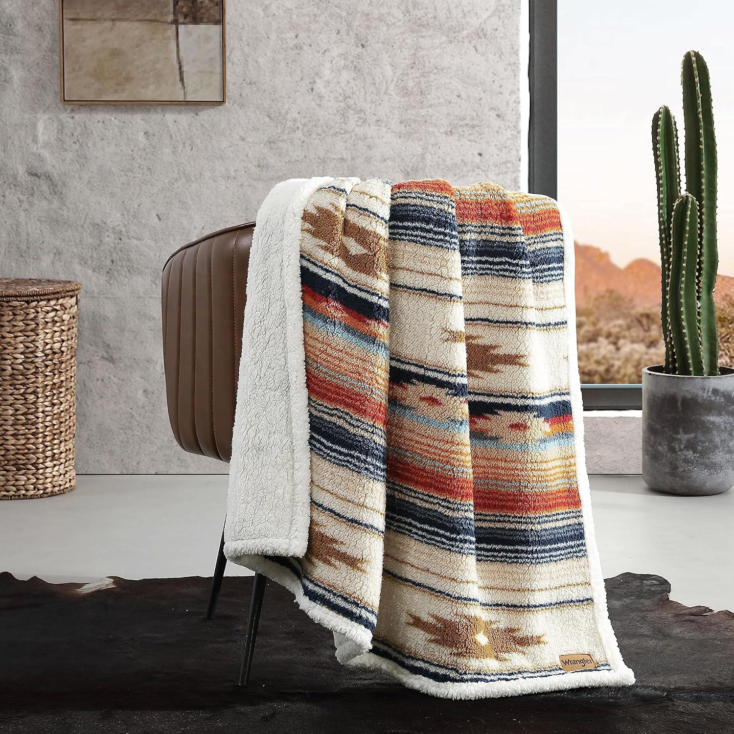 Wrangler Wrangler Printed Plush Sherpa Throw Blankets