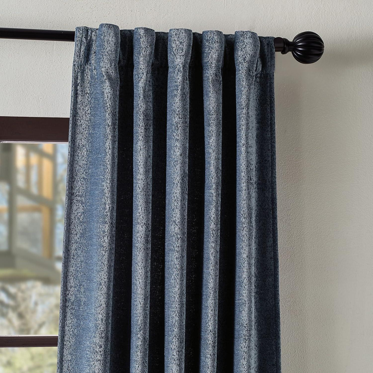 Martha Stewart Naples Chenille Solid Semi-Sheer Rod Pocket Curtain Panels (Set of 2)