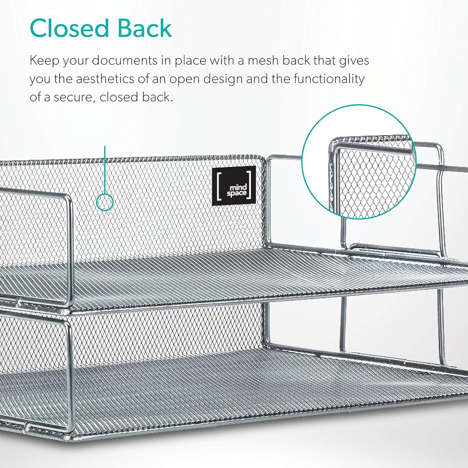 Mindspace Desk Organizers 2 Tier Document Mesh Desk Organizer for Office Supplies and Accessories Silver