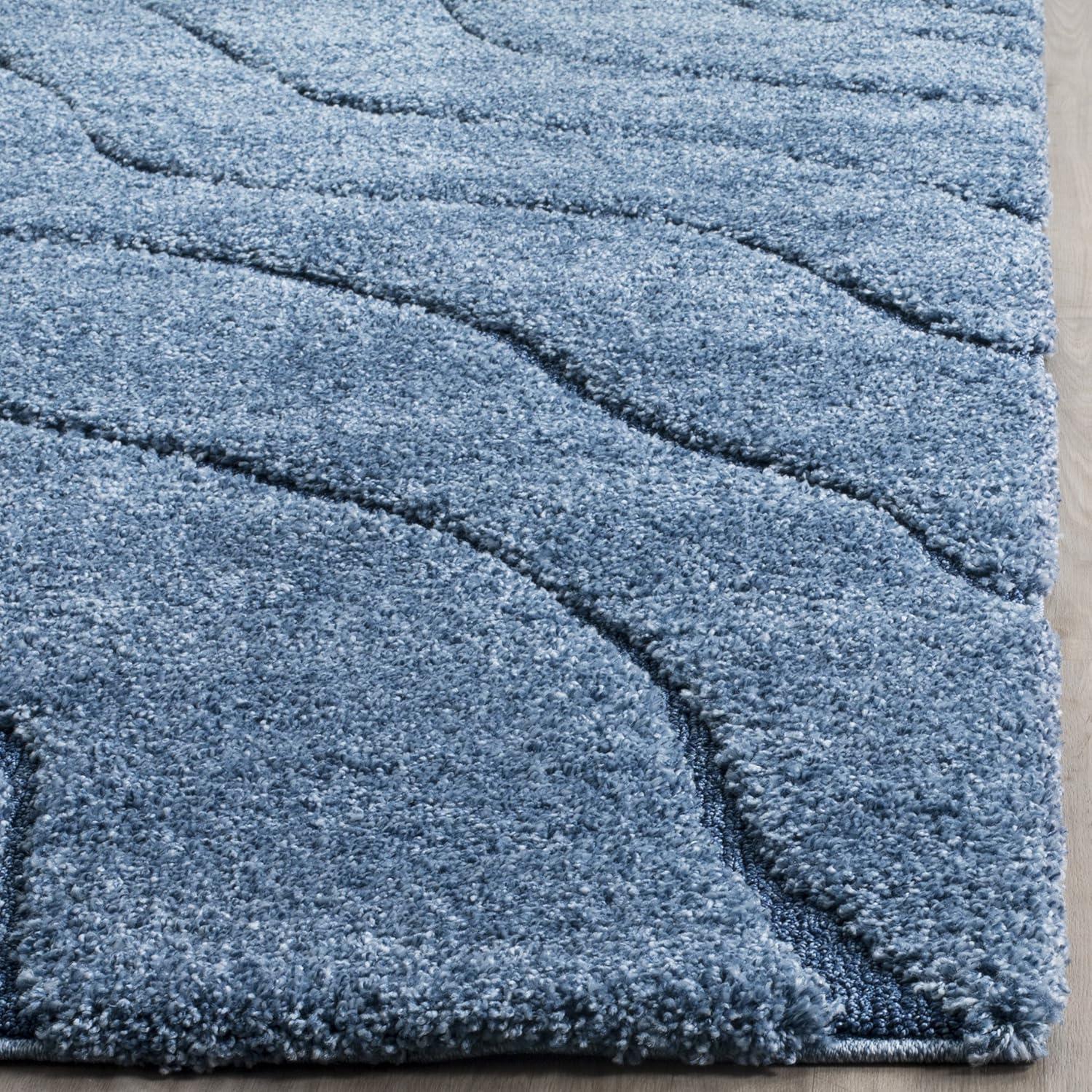 Florida Shag SG472 Power Loomed Indoor Area Rug - Light Blue/Blue - 5'3"x7'6" - Safavieh