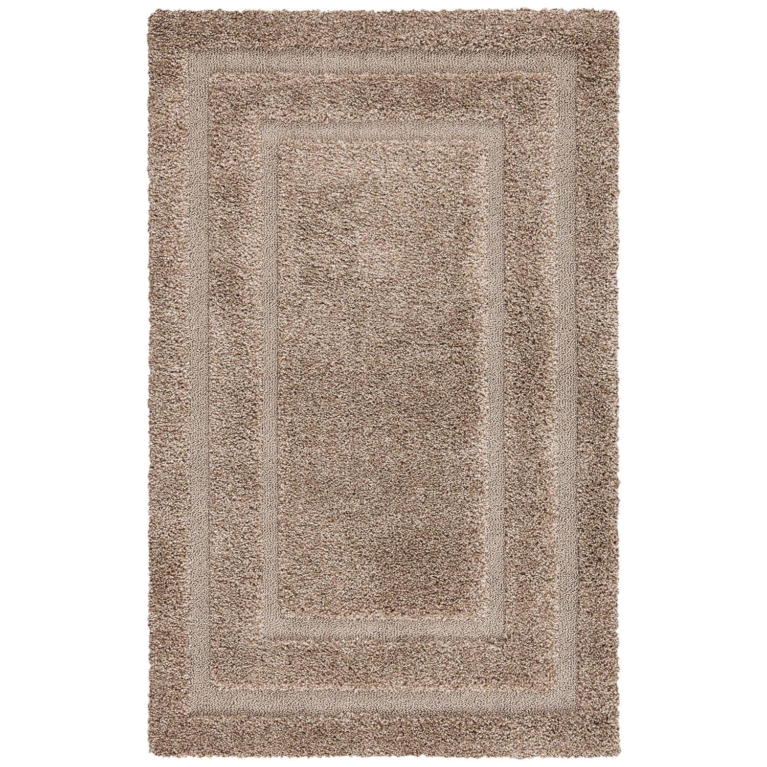 SAFAVIEH Florida Mason Bordered Shag Area Rug, Beige, 8'6" x 12'