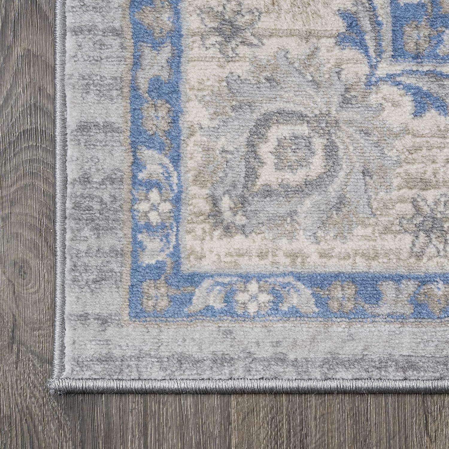 4' X 6' Modern Persian Vintage Moroccan Traditional Area Rug, Gray/Blue - JONATHAN Y