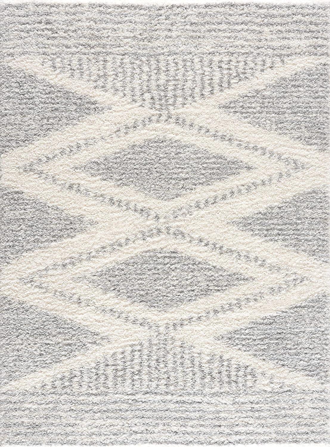 Gala Southwestern Shaggy Plush Grey/Beige/Cream Area Rug