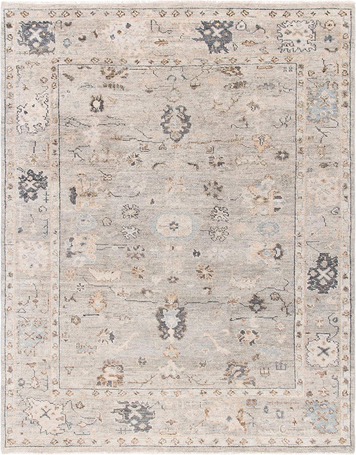 Samarkand Grey 9' x 12' Hand-Knotted Traditional Wool Area Rug