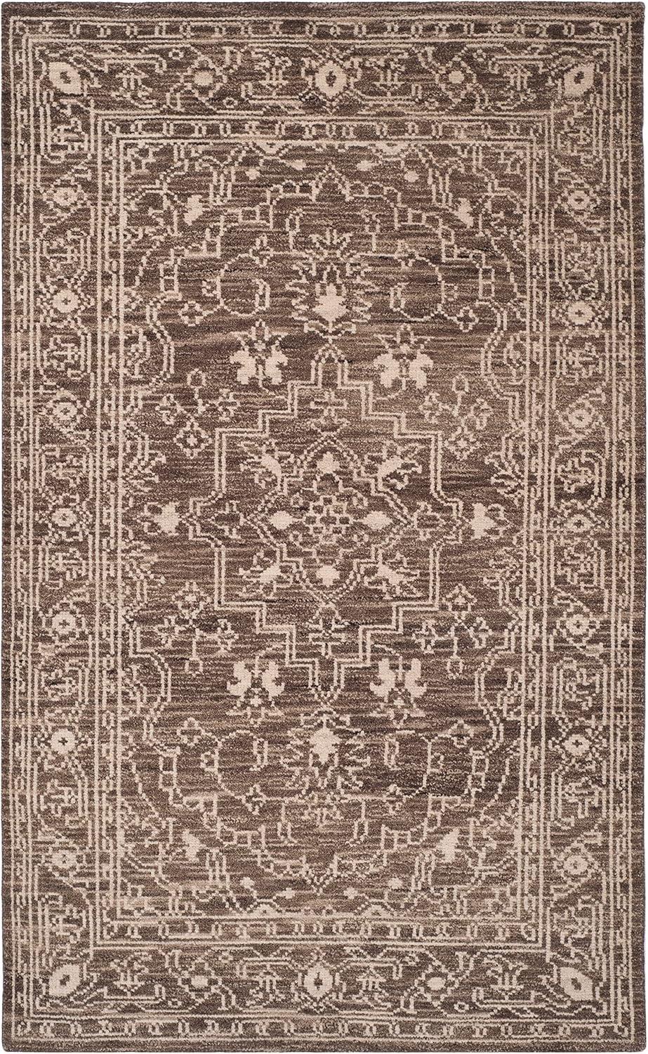 Hand-Knotted Wool Brown/Beige Area Rug