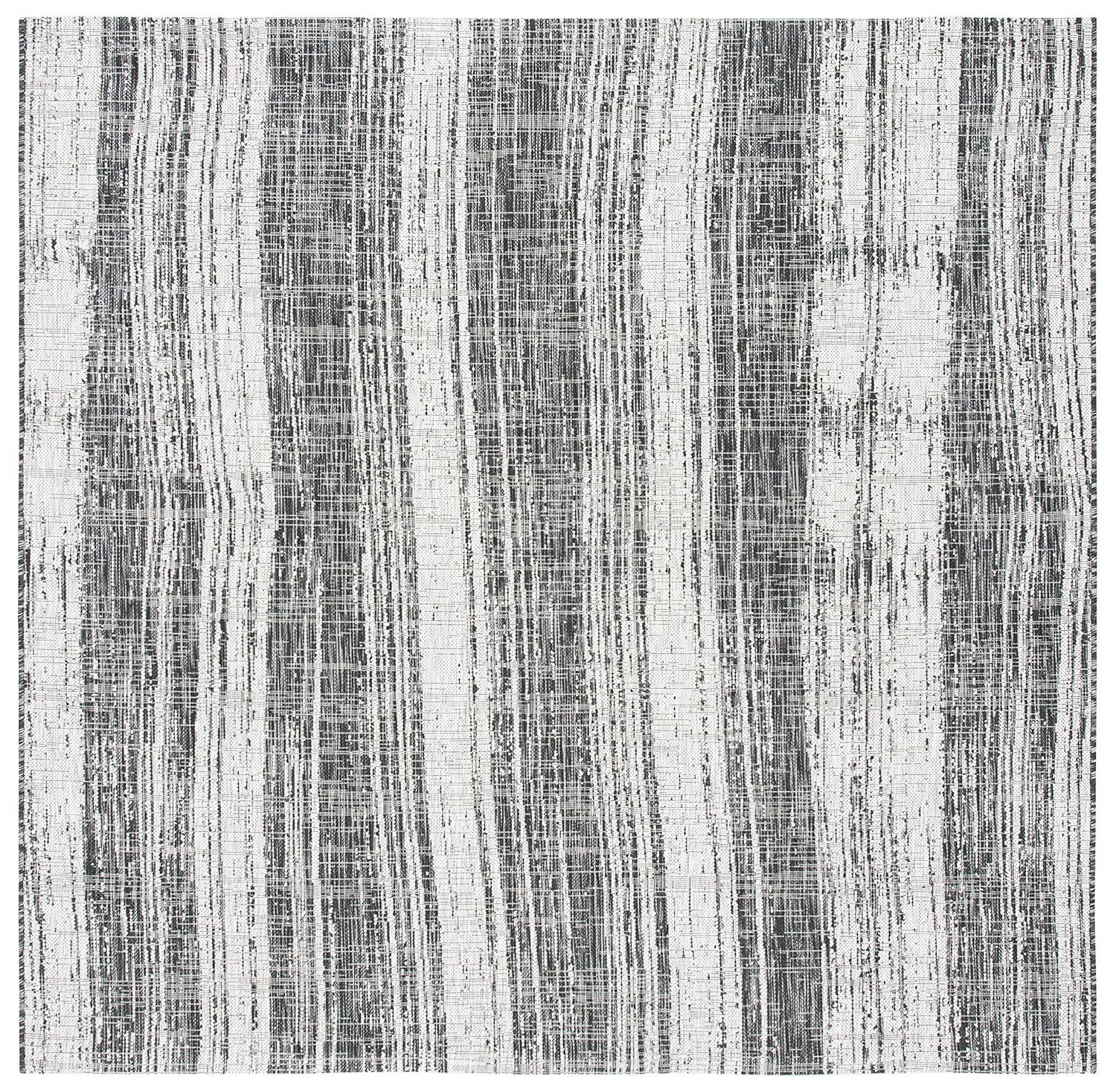 Courtyard CY8393 Power Loomed Indoor/Outdoor Area Rug - Black/Grey - 6'7"x6'7" - Safavieh.