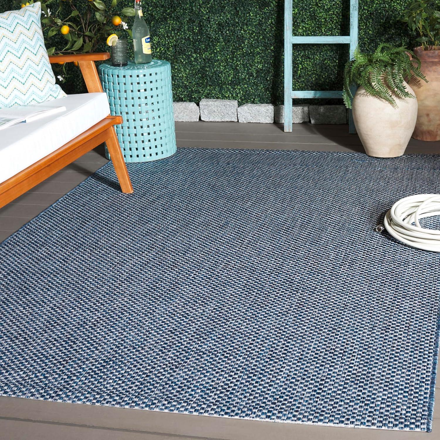 Courtyard CY8521 Power Loomed Indoor/Outdoor Area Rug - Navy/Grey - 4'x5'7" - Safavieh.