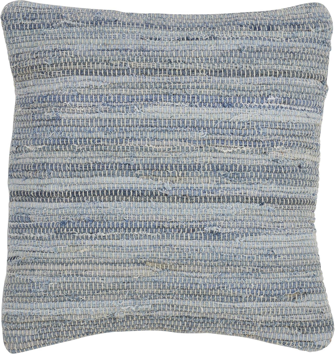 Modern Rustic Denim Blue Cotton 20" Square Throw Pillow