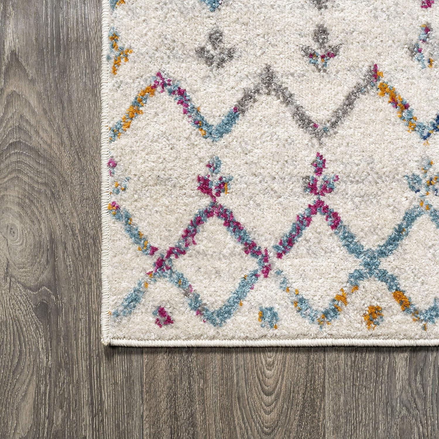 JONATHAN Y Moroccan HYPE Boho Vintage Diamond Ivory/Multi 5' Square Area Rug